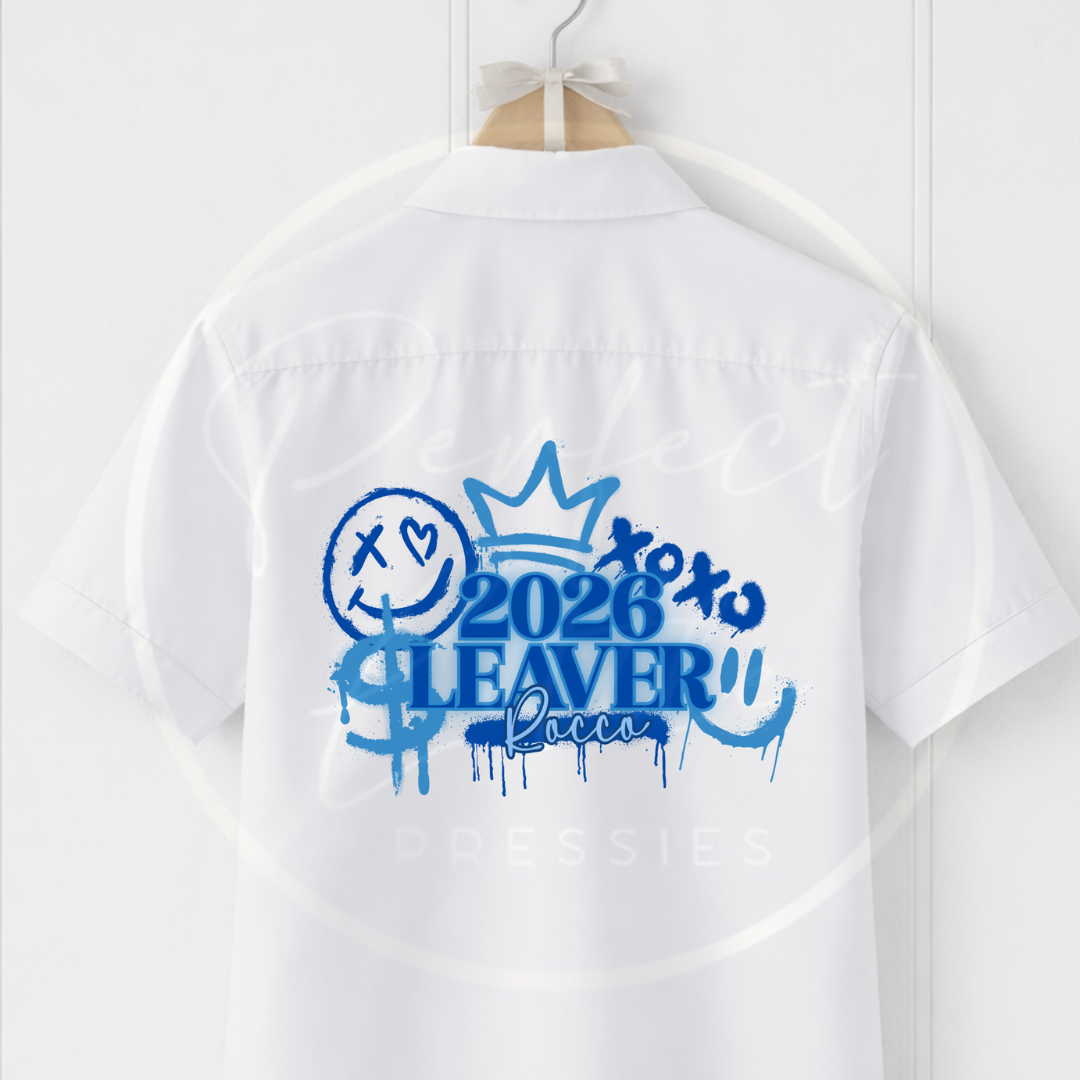 School Leaver Shirt - Blue Graffiti