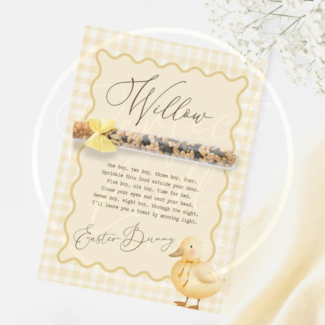 Easter - Yellow Duckling Bunny Food Card
