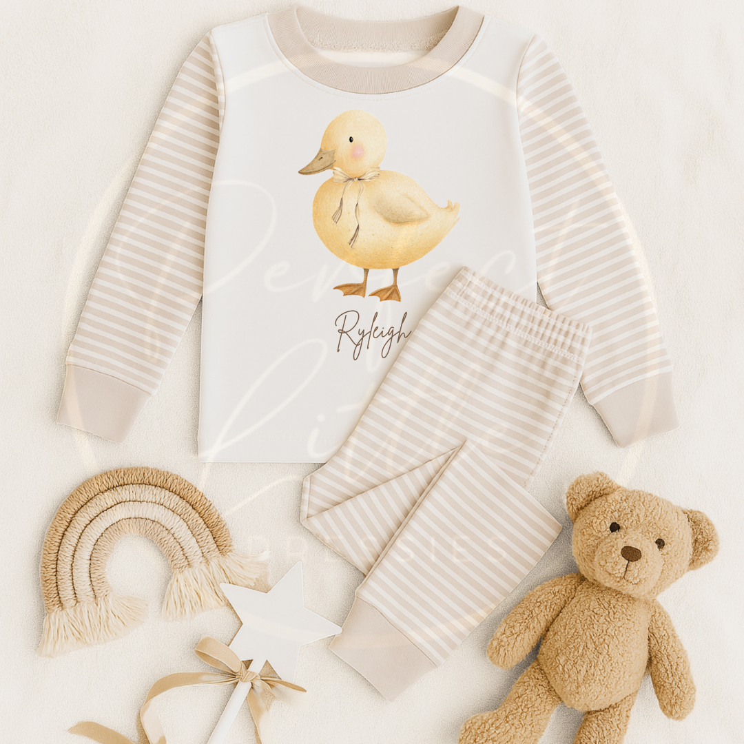 Kids Pyjamas - Soft Chick Nude Bow