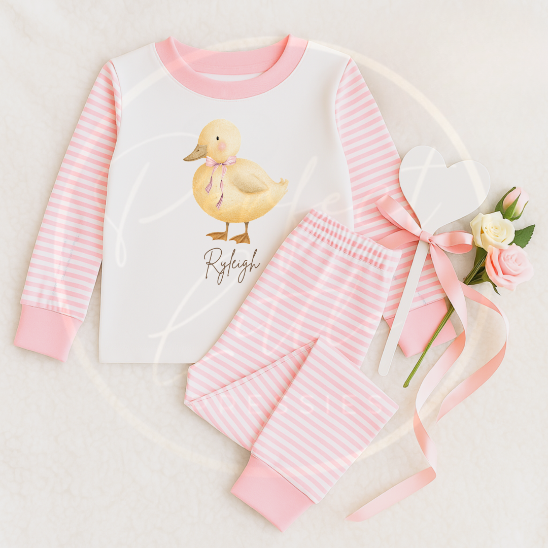 Kids Pyjamas - Soft Chick Pink Bow