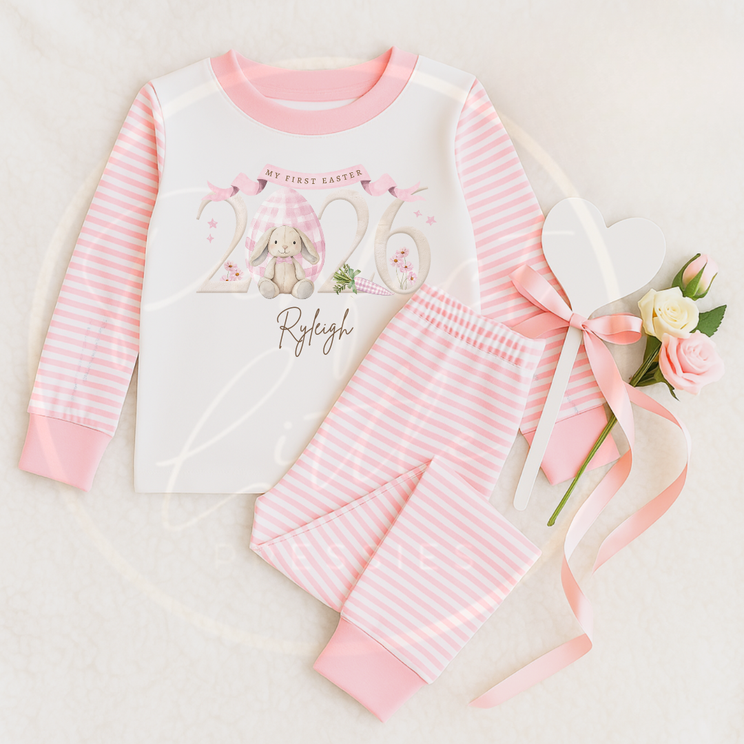 Easter - Pink Tartan Bunny Egg First Easter 2026 Pyjamas