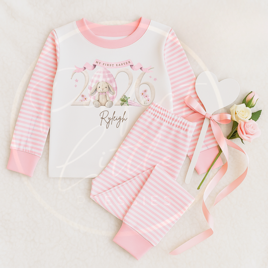 Easter - Pink Tartan Bunny Egg First Easter 2026 Pyjamas