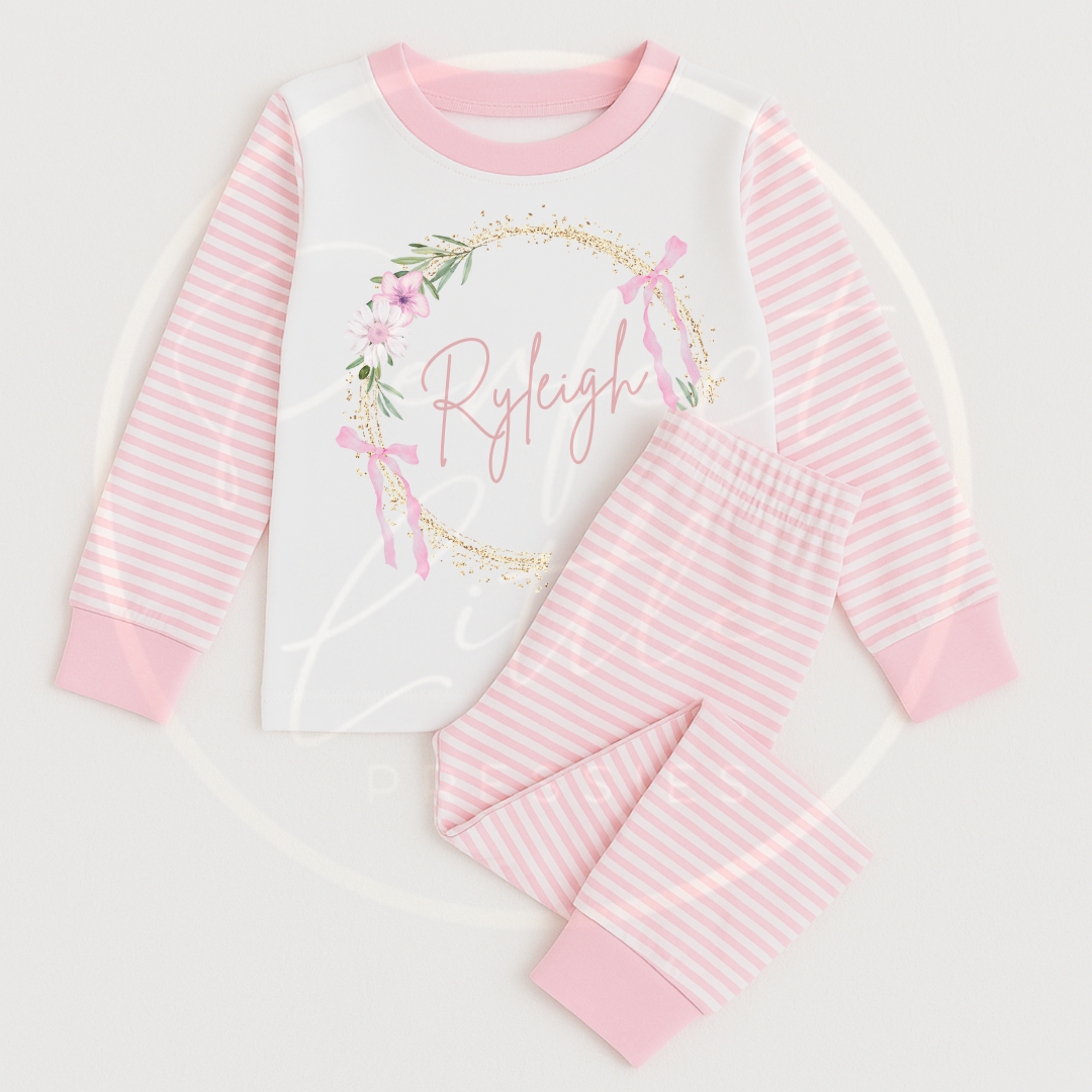 Kids Pyjamas - Pink Bow Wreath