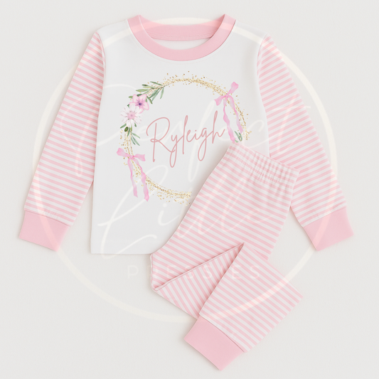 Kids Pyjamas - Pink Bow Wreath