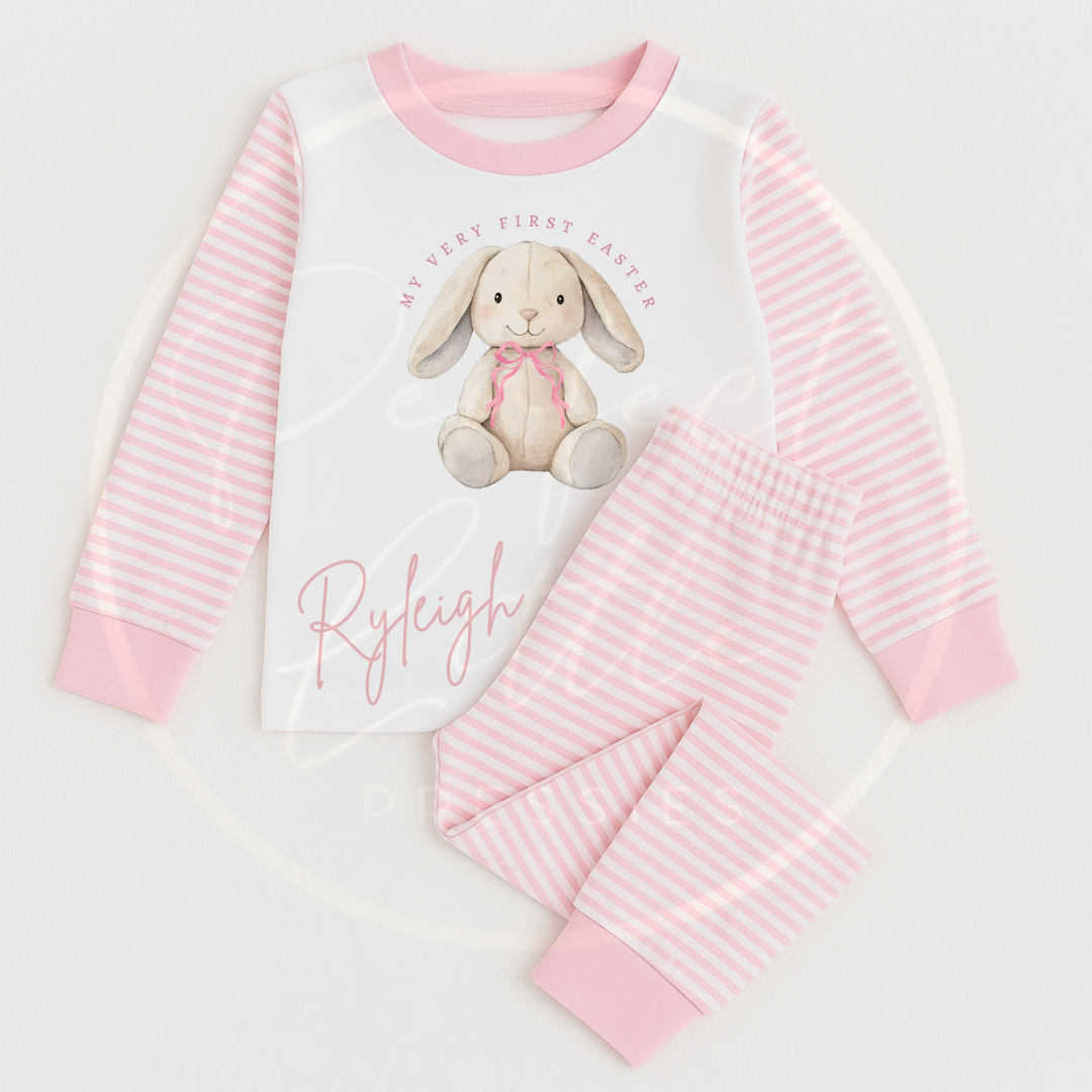 Easter - Very First Easter Soft Pink Bow Bunny Pyjamas