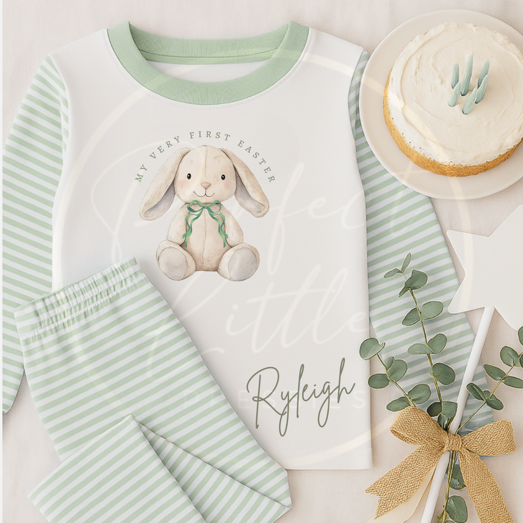 Easter - Very First Easter Bunny Sage Bow Pyjamas
