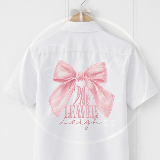 School Leaver Shirt - Pink Shimmer Bow