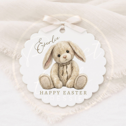 Easter - Neutral Bunny Scallop Edge Acrylic