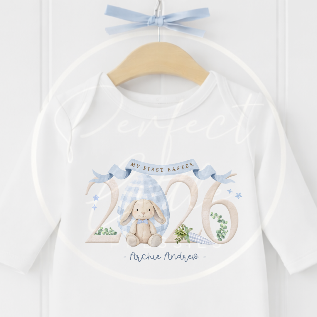 Easter - Tartan Egg Bunny First Easter Sleepsuit