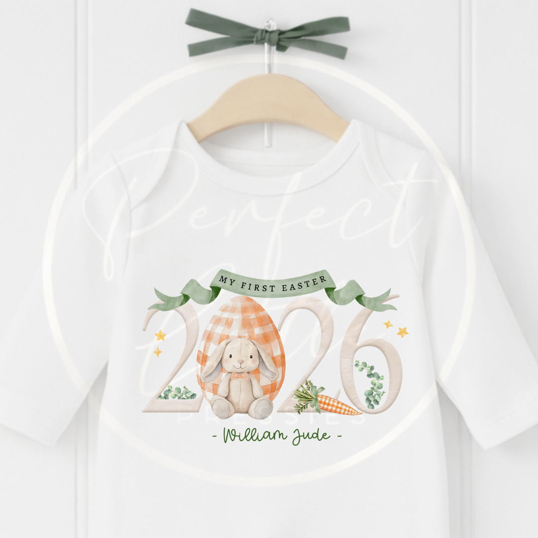 Easter - Tartan Egg Bunny First Easter Sleepsuit