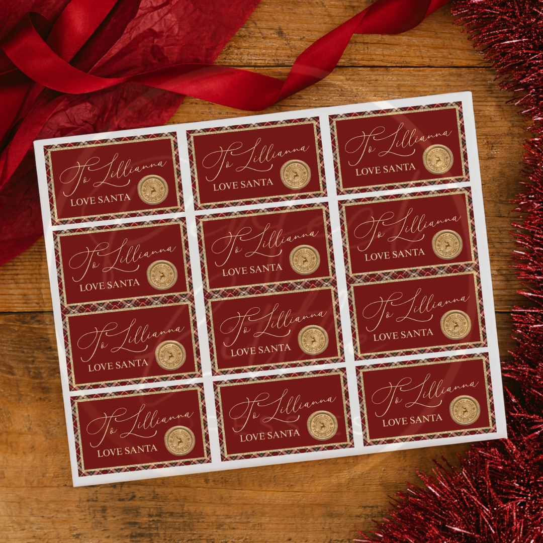 Christmas Stickers - Tartan Trim Gift Stickers (12 Pack)