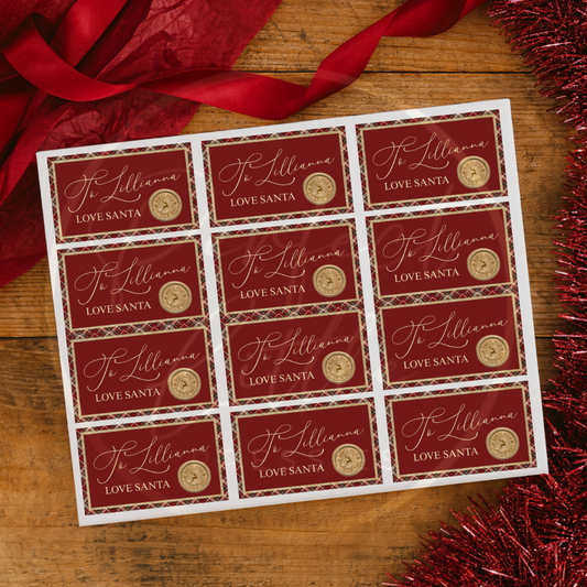 Christmas Stickers - Tartan Trim Gift Stickers (12 Pack)