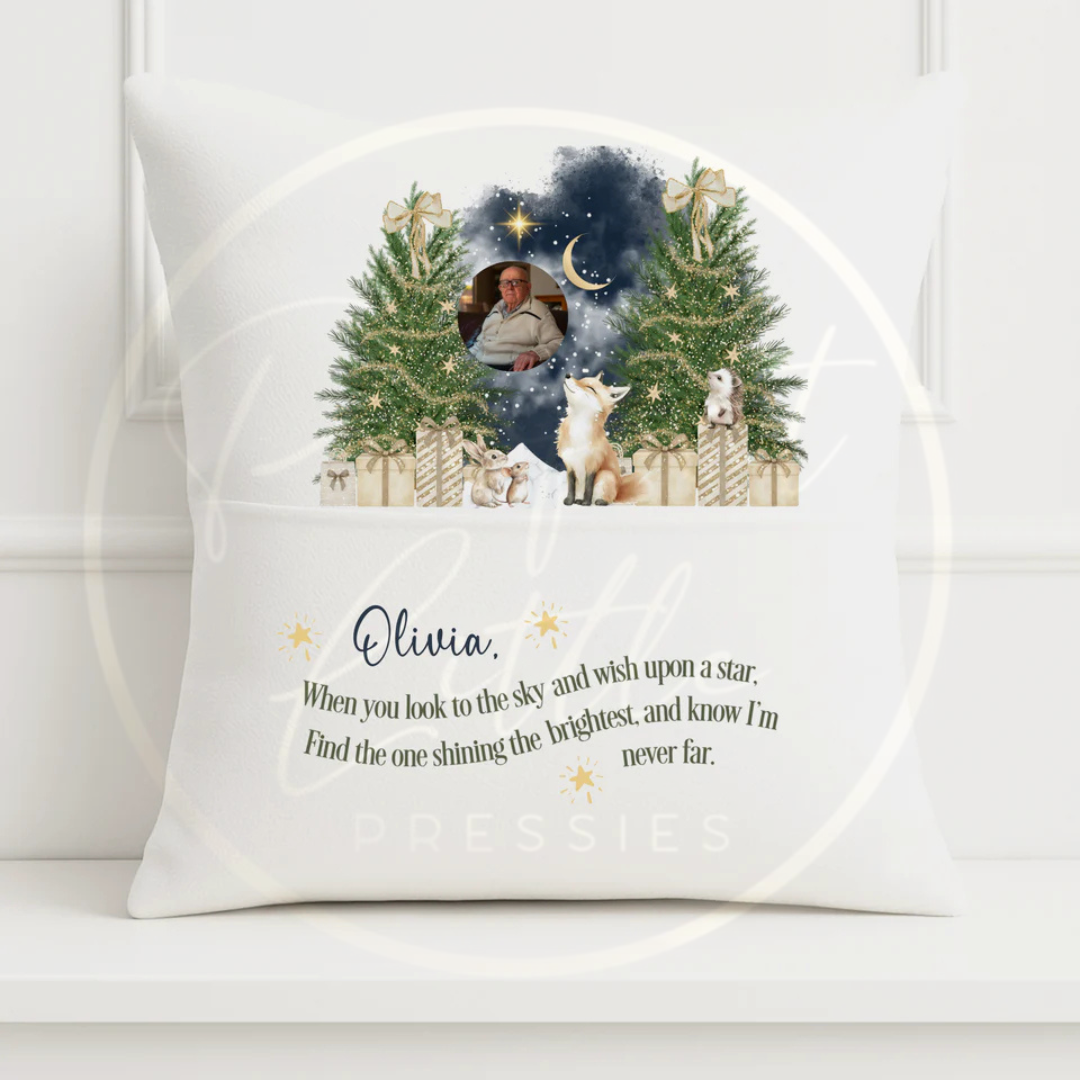 Christmas Pillow Cover - Willow Wood Pocket Front