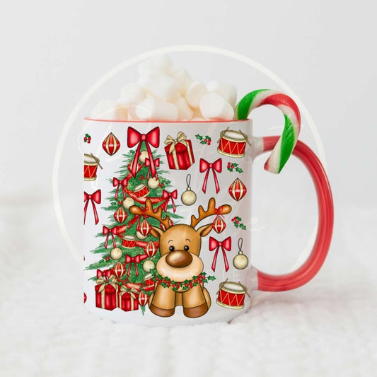 Christmas Mug - Reindeer Bow Design