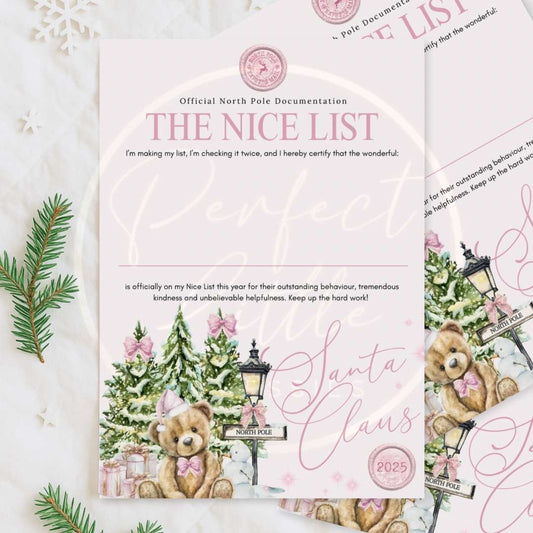 Christmas Letter - Pink Nice List