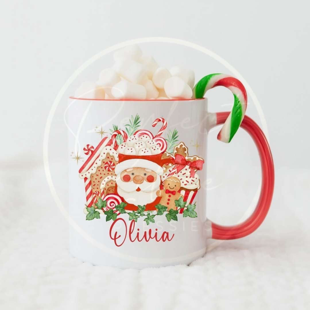 Christmas Mug - Red Gingerbread Scene