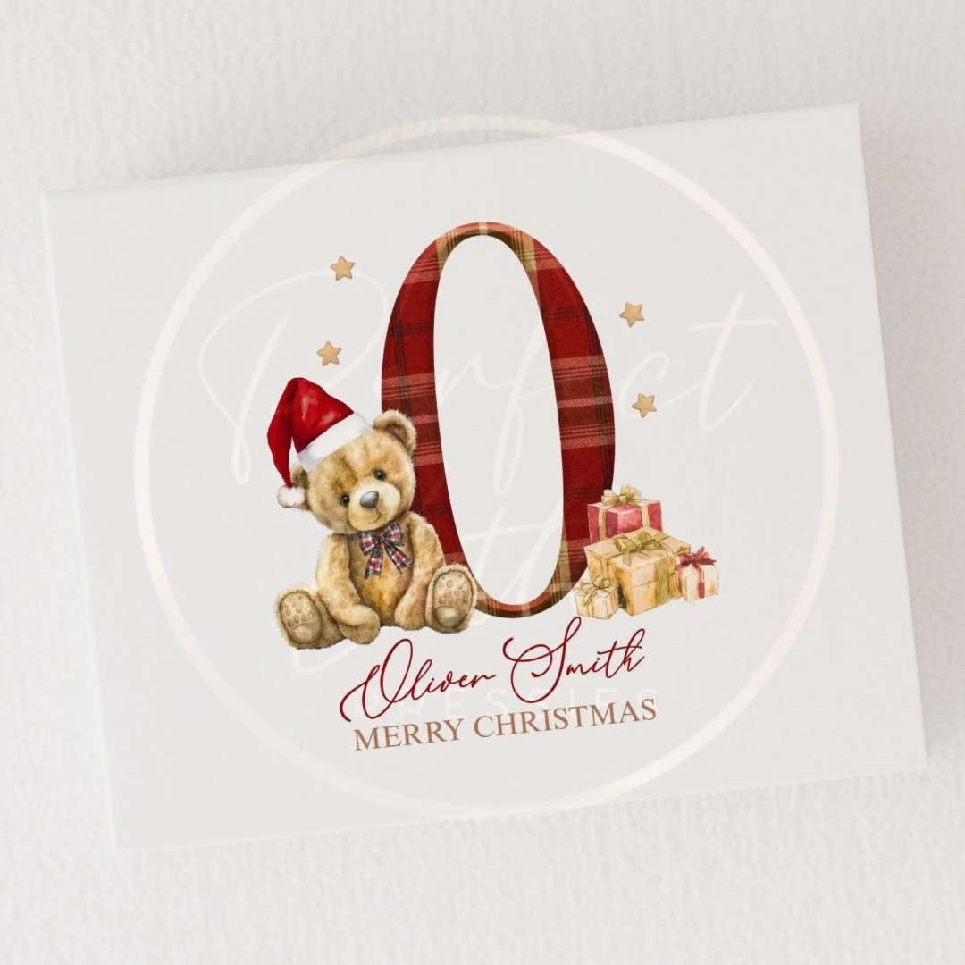 Christmas Box - Tartan Bear Initial