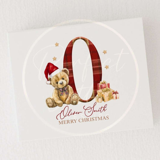 Christmas Box - Tartan Bear Initial