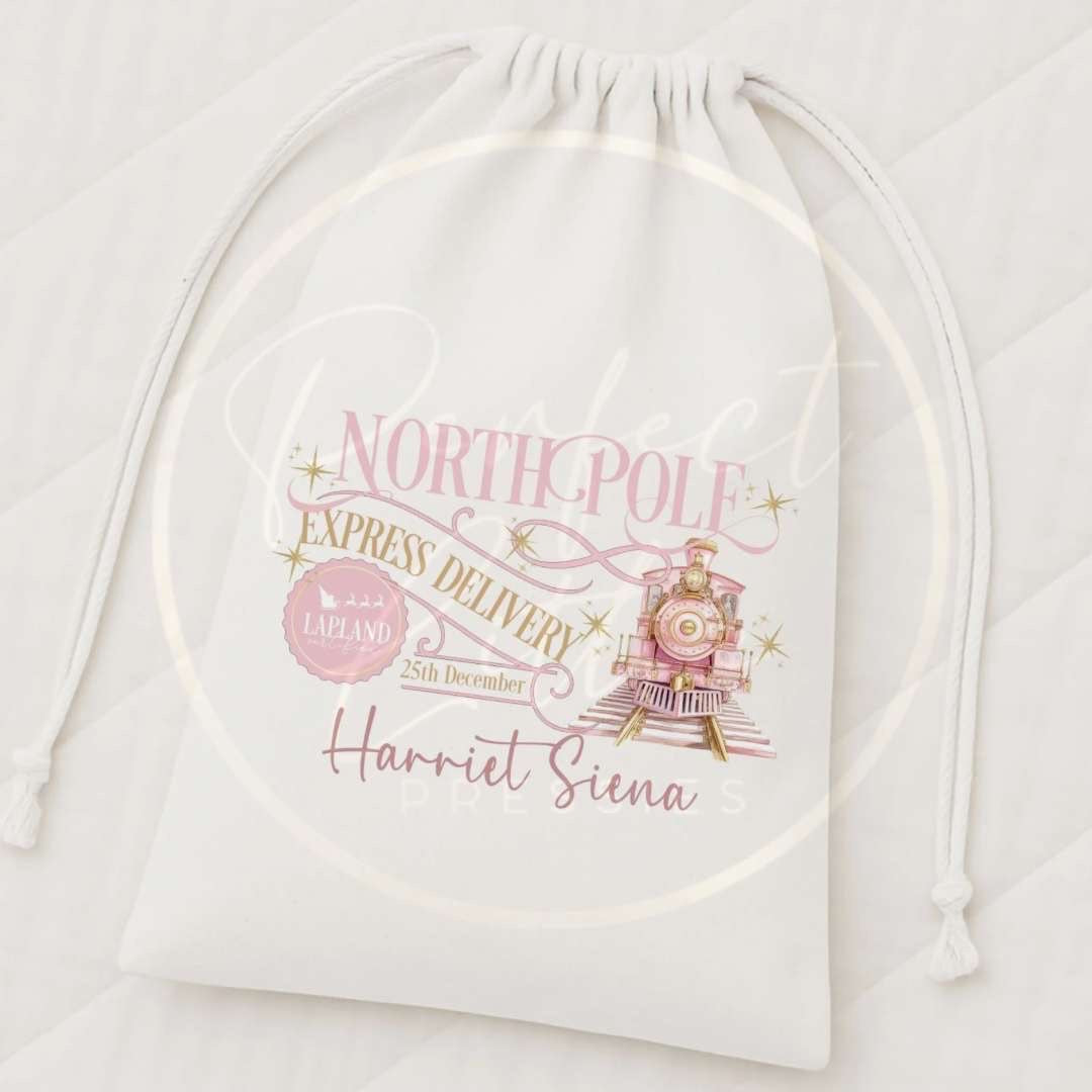 Christmas Drawstring Bag - Pink Express Delivery