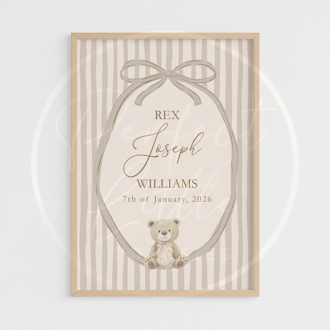 Custom Print - A4 Pinstripe Bear