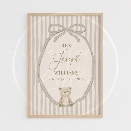 Custom Print - A4 Pinstripe Bear