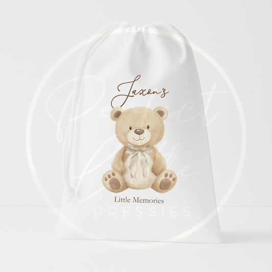 Drawstring Bag - Soft Bow Bear