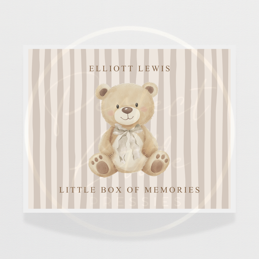 Keepsake Box - Neutral Pinstripe Bear