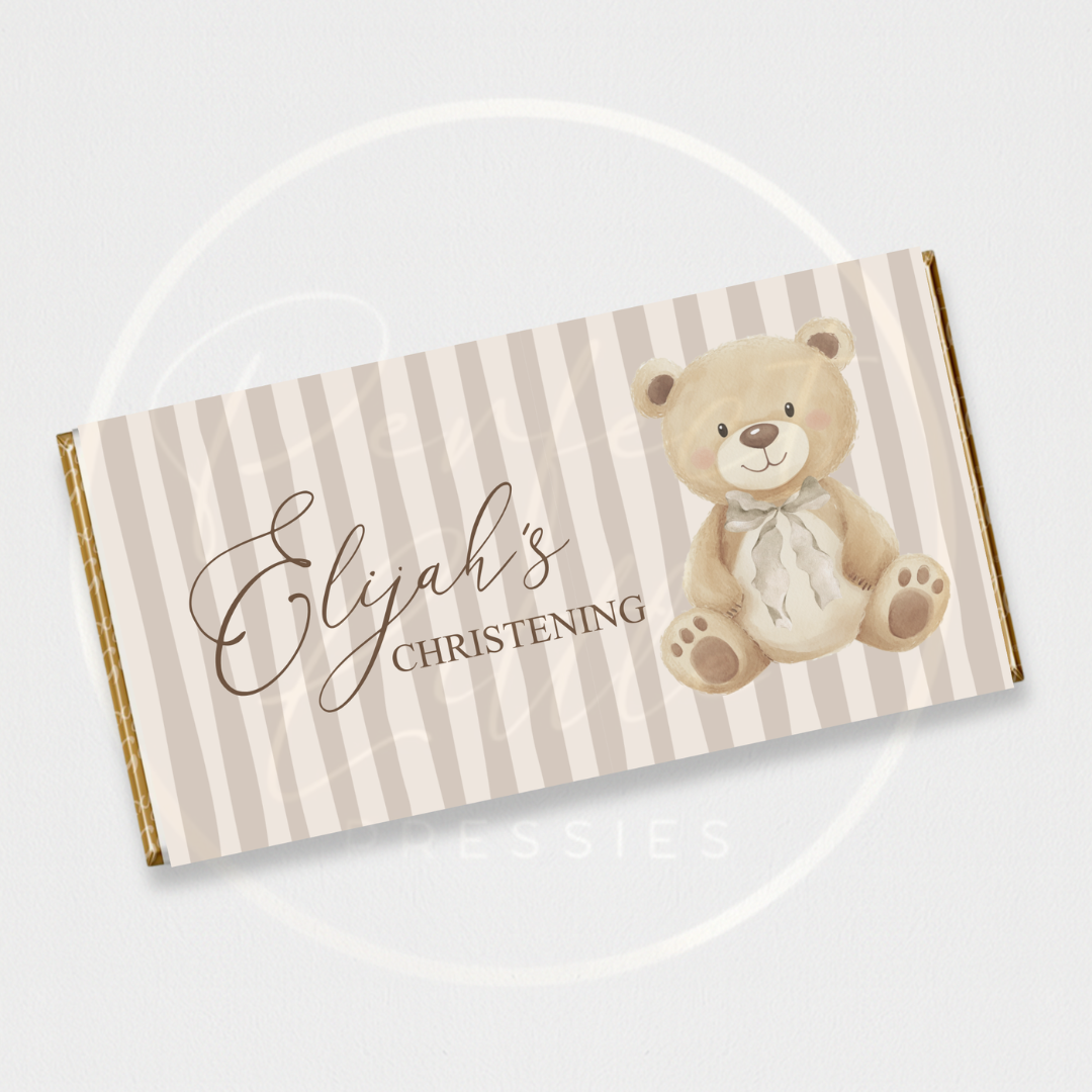 Chocolate Wrapper - Pinstripe Soft Bear