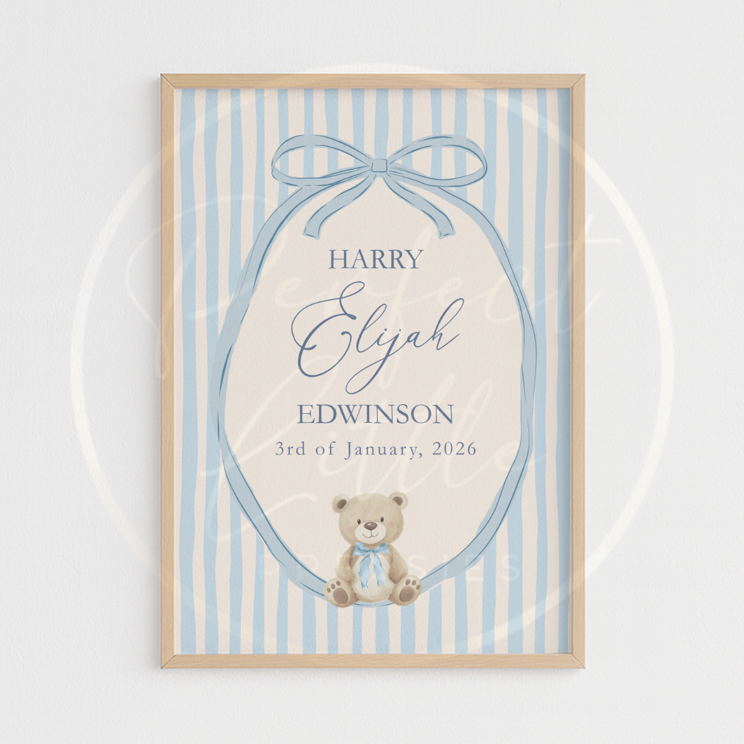 Custom Print - A4 Pinstripe Bear