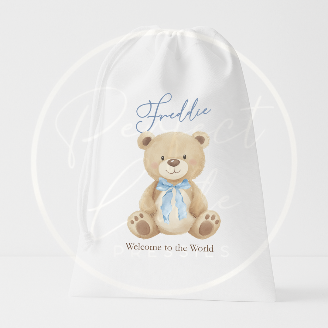Drawstring Bag - Soft Bow Bear
