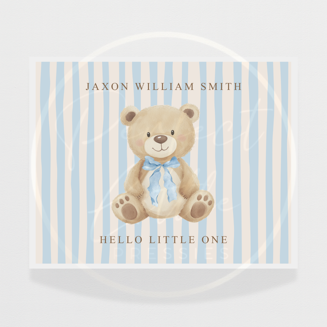 Keepsake Box - Neutral Pinstripe Bear