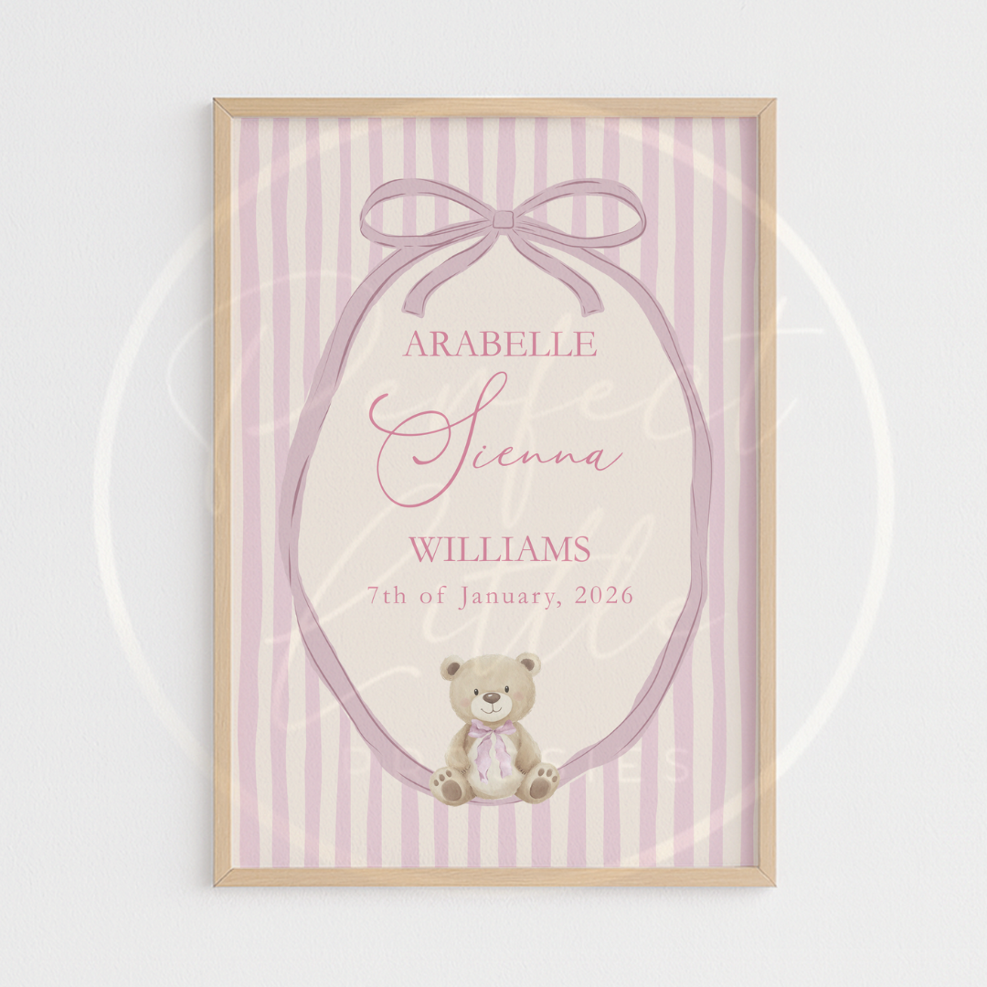 Custom Print - A4 Pinstripe Bear