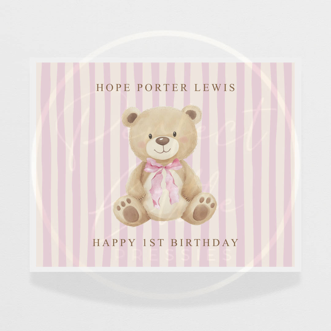 Keepsake Box - Neutral Pinstripe Bear
