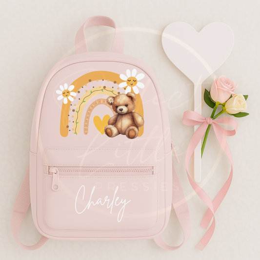 Personalised Backpack - Golden Rainbow Honey Bear Design