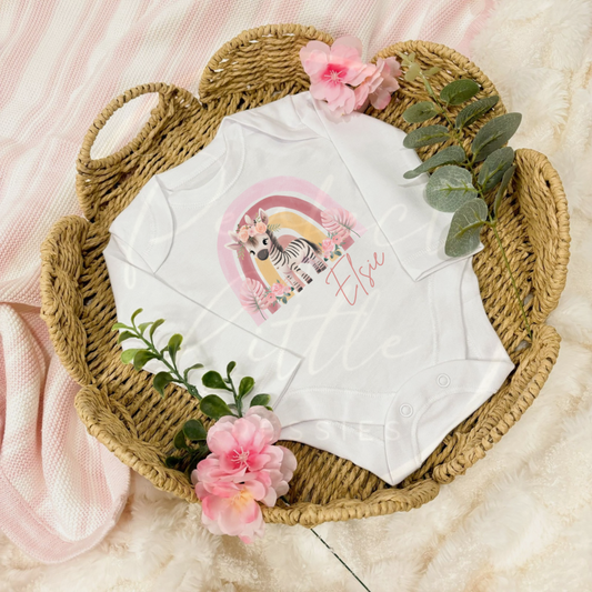 Pink Zebra Rainbow - Baby Grow