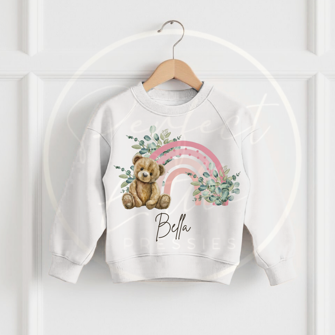 Kids White Sweatshirt - Coloured Rainbow Designs