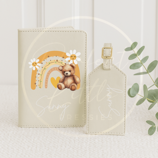 Passport Cover and Luggage Tag Set - Honey Bear Design