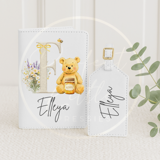 Passport Cover and Luggage Tag Set - Initial Honey Design