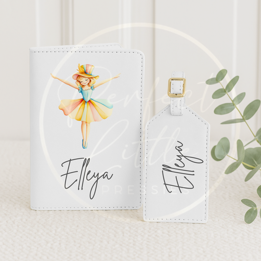 Passport Cover and Luggage Tag Set - Circus Lady Design