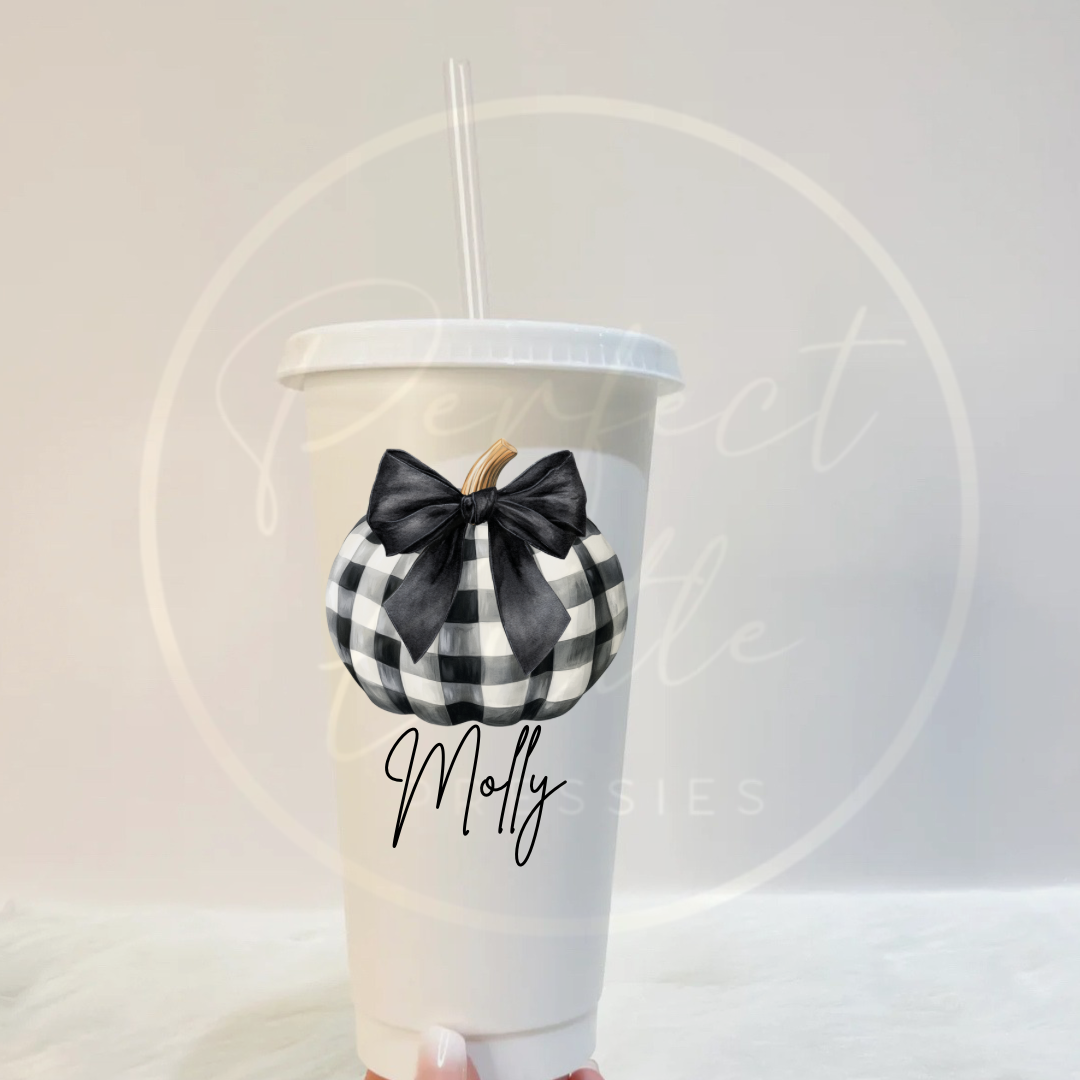 Halloween Checked Pumpkin Cold Cup 24oz