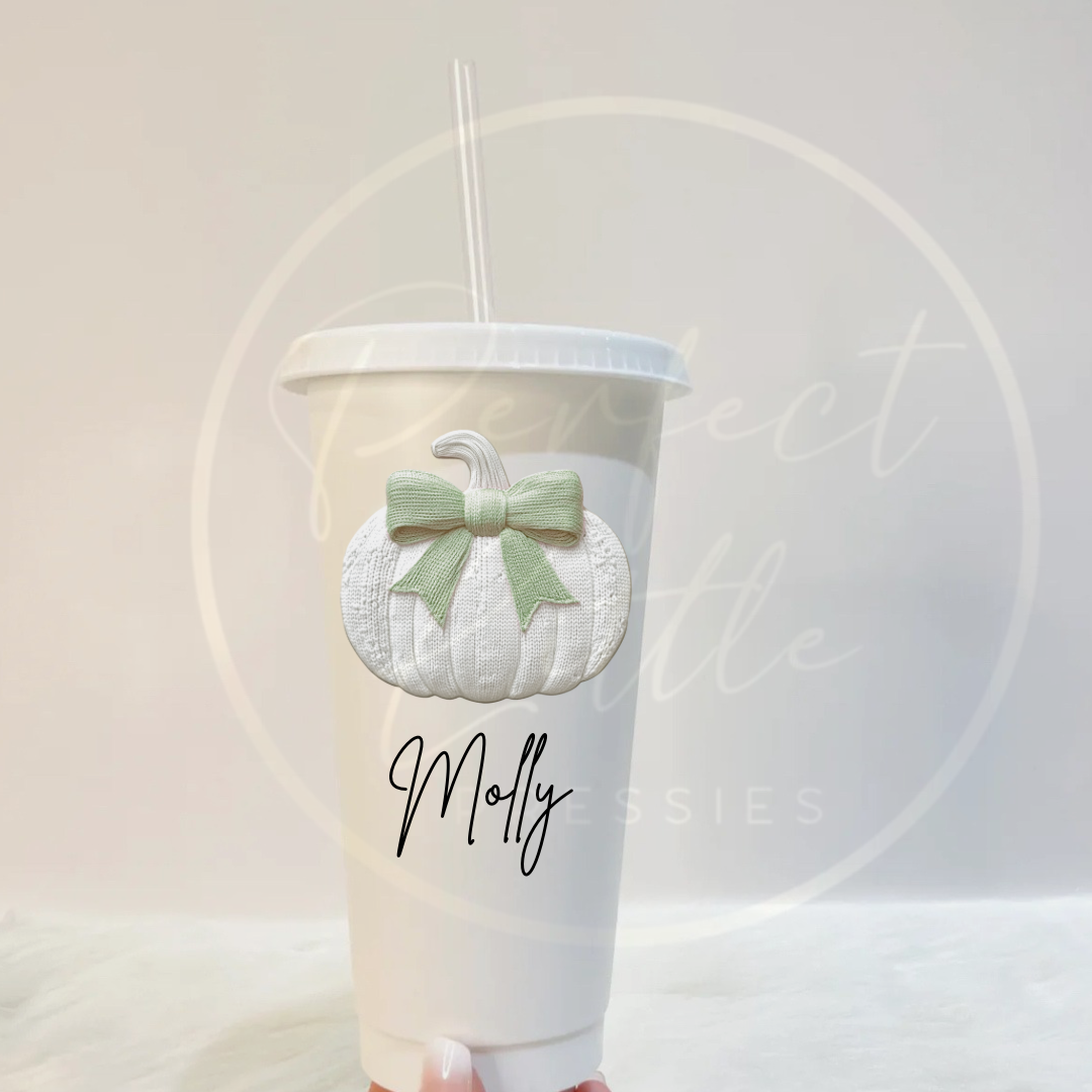 Halloween Embroidery Effect Pumpkin Cold Cup 24oz