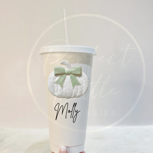 Halloween Embroidery Effect Pumpkin Cold Cup 24oz