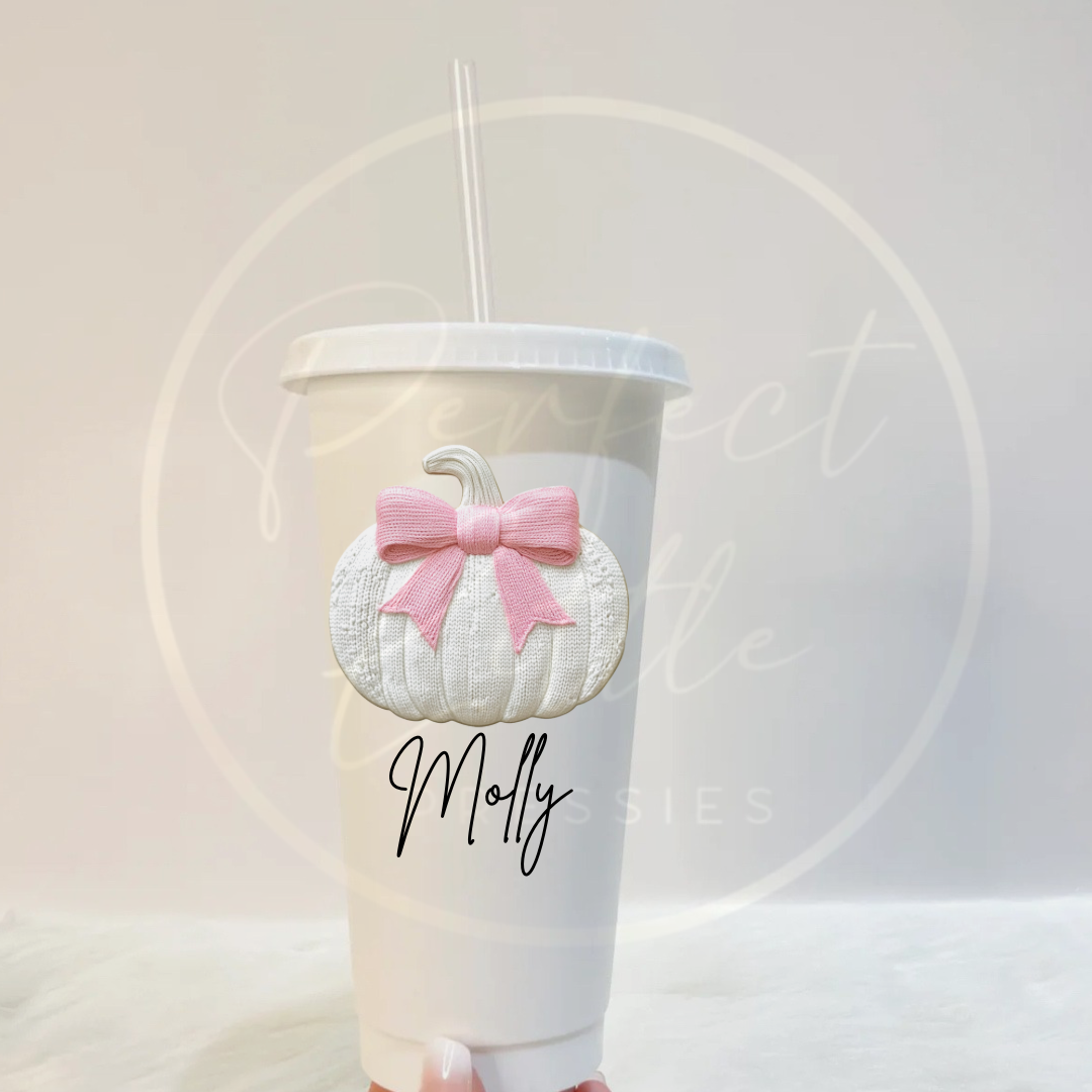 Halloween Embroidery Effect Pumpkin Cold Cup 24oz