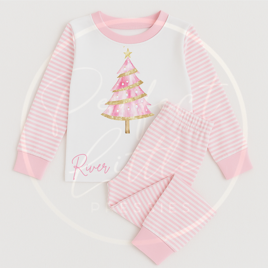 Christmas Pyjamas - Pink Glitter Tree