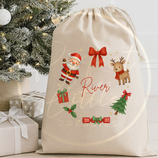Christmas Sack - Red Friends Wreath