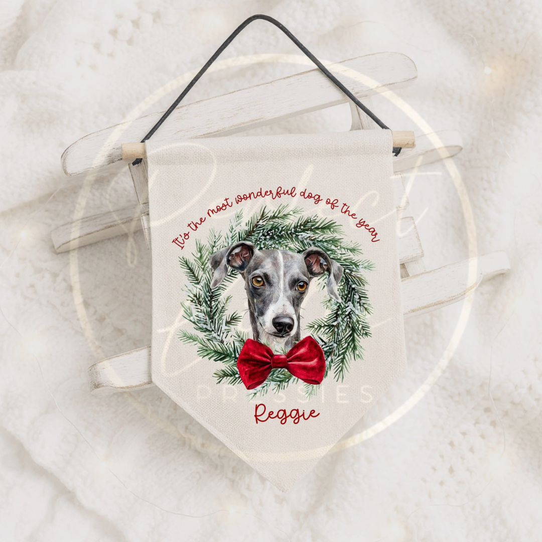 Christmas Decoration - Hanging Pendant Dog Wreath