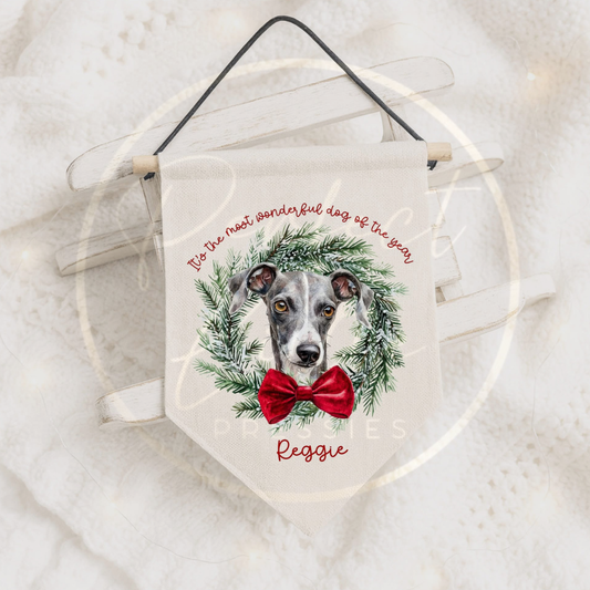 Christmas Decoration - Hanging Pendant Dog Wreath