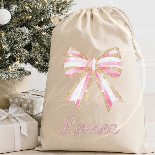 Christmas Sack - Pink Bow Design