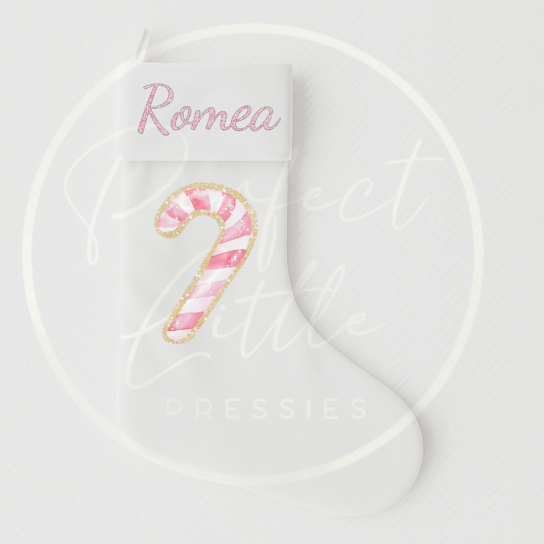 Christmas Stocking - Pink Glitter Candy Cane