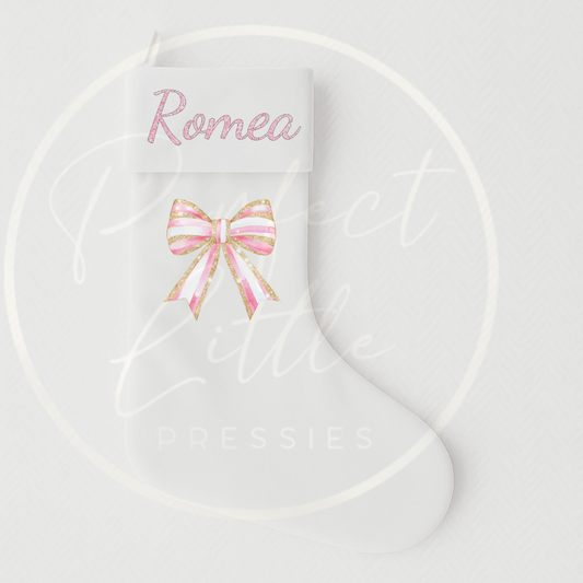 Christmas Stocking - Pink Glitter Bow